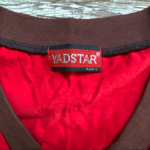 Red Y2K dragon tshirt with flames and striped, Size XS, NWOT - Picture 9 of 9